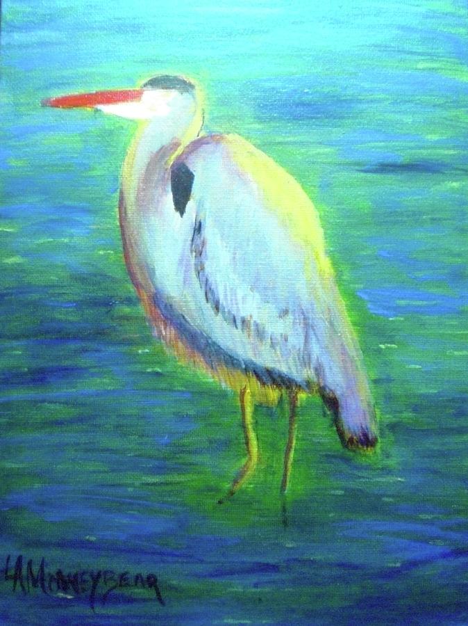 Heron Painting - Heron by Lauren Mooney Bear