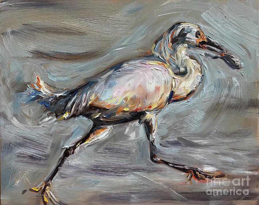 Heron Painting - Heron by Maria Reichert