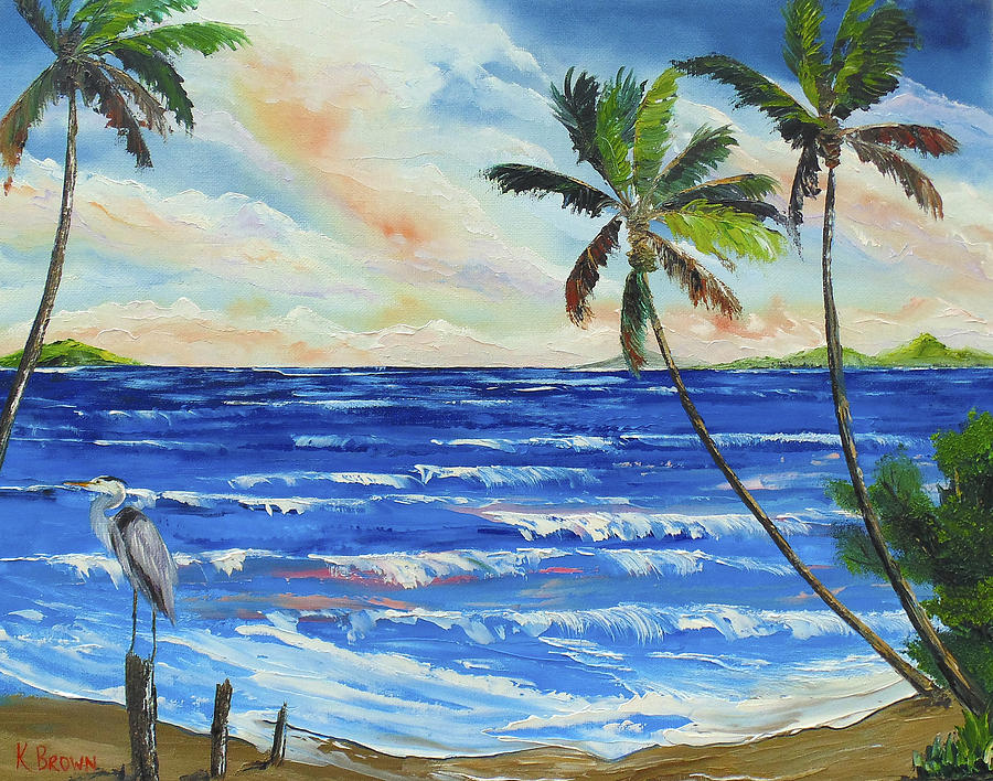 Heron on the Beach Painting by Kevin  Brown