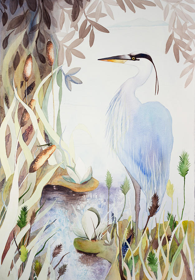 Heron Painting - Heron by Rachel Osteyee