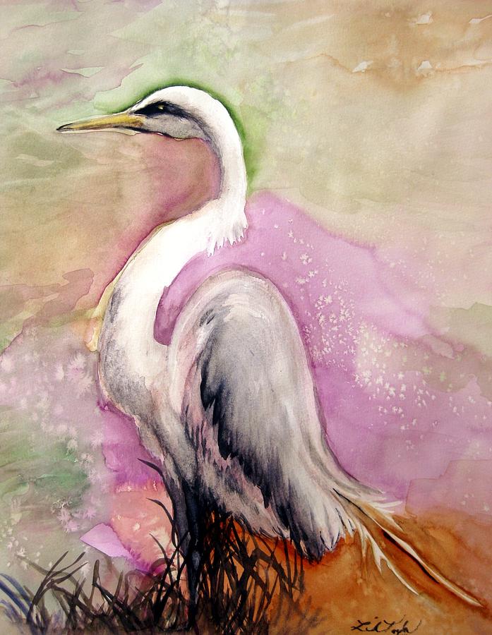 Heron Serenity Painting by Lil Taylor