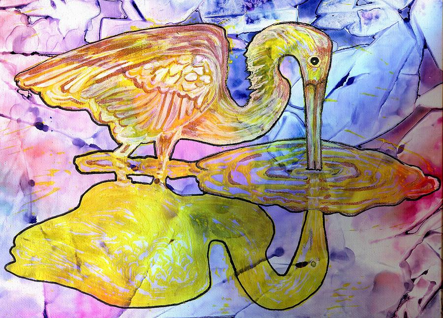 Heron the Morning Mist Painting by Lyn Hayes
