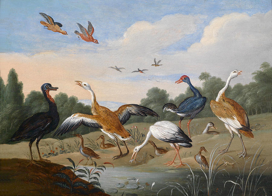 Herons and Ducks at a River Painting by Jan van Kessel the Elder