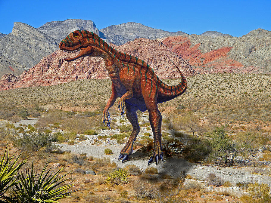 Prehistoric Mixed Media - Herrarsaurus In Desert by Frank Wilson