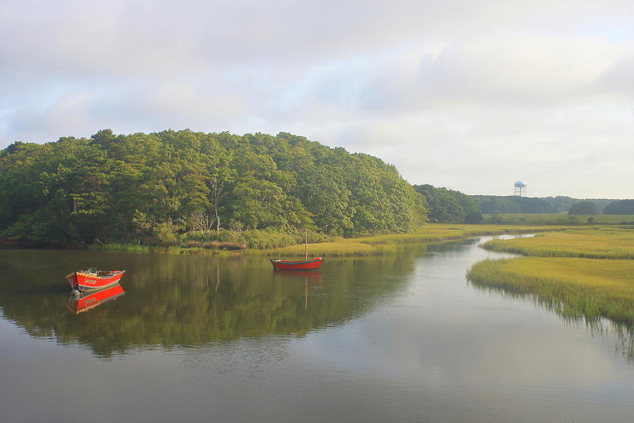 Herring River and Red Boats Cape Cod Photograph by John Burk