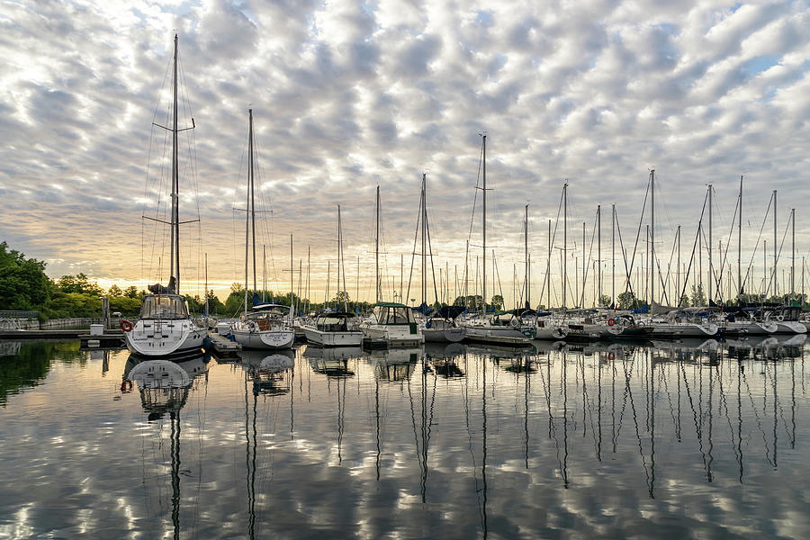 Herringbone Sky Patterns with Yachts and Boats  Photograph by Georgia Mizuleva