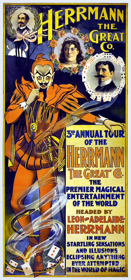 Magician Painting - Herrmann the Great 1898 Vintage Poster Restored by Vintage Treasure
