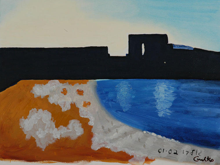 Beach Painting - Herzliya Beach by Harris Gulko Beach Painting - Herzliya Beach by Harris Gulko