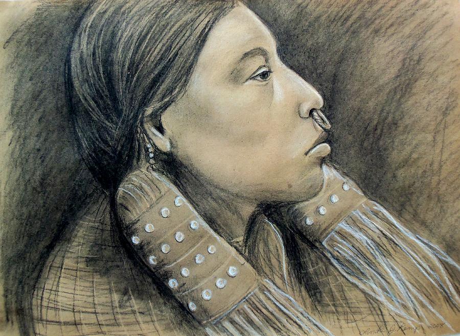 Hesquiat Maiden Drawing by Linda Nielsen