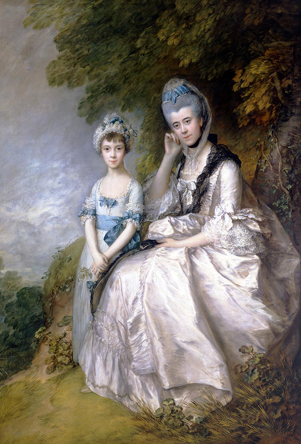 Hester Countess of Sussex and Her Daughter Lady Barbara Yelverton  Painting by Thomas Gainsborough