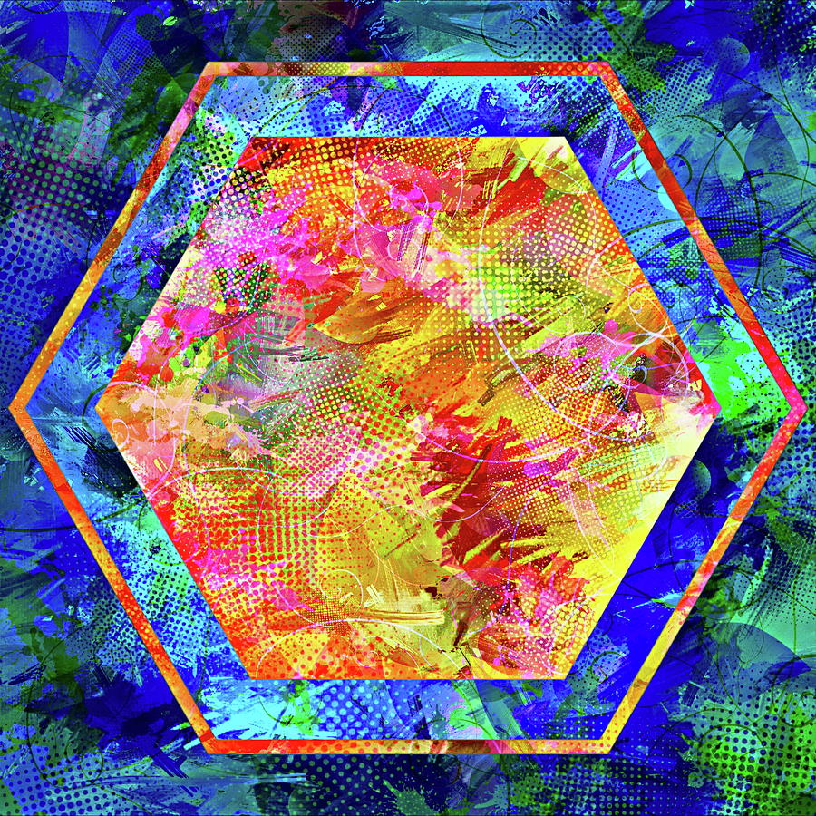 Hexagon in Complementary Colors Digital Art by Dana Roper