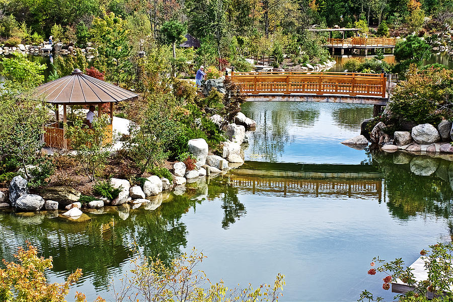 hexagonal gazebo and bridges in japanese garden of meijer gardens in grand rapids michigan photograph by ruth hager hexagonal gazebo and bridges in japanese garden of meijer gardens in grand rapids michigan by ruth hager