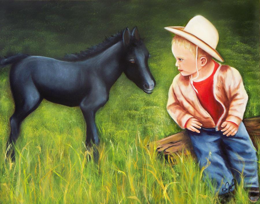 Portrait Painting - Hey Little Buddy by Joni McPherson