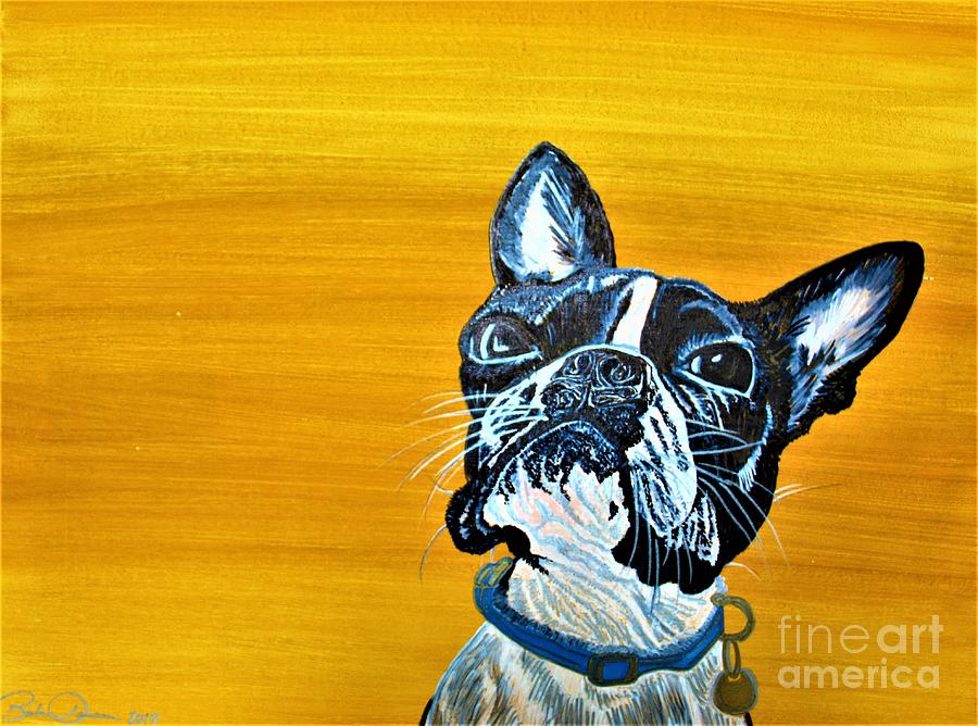 Boston Terrier Painting - Hey Whats so funny PART Two Larger Prints by Barbara Donovan