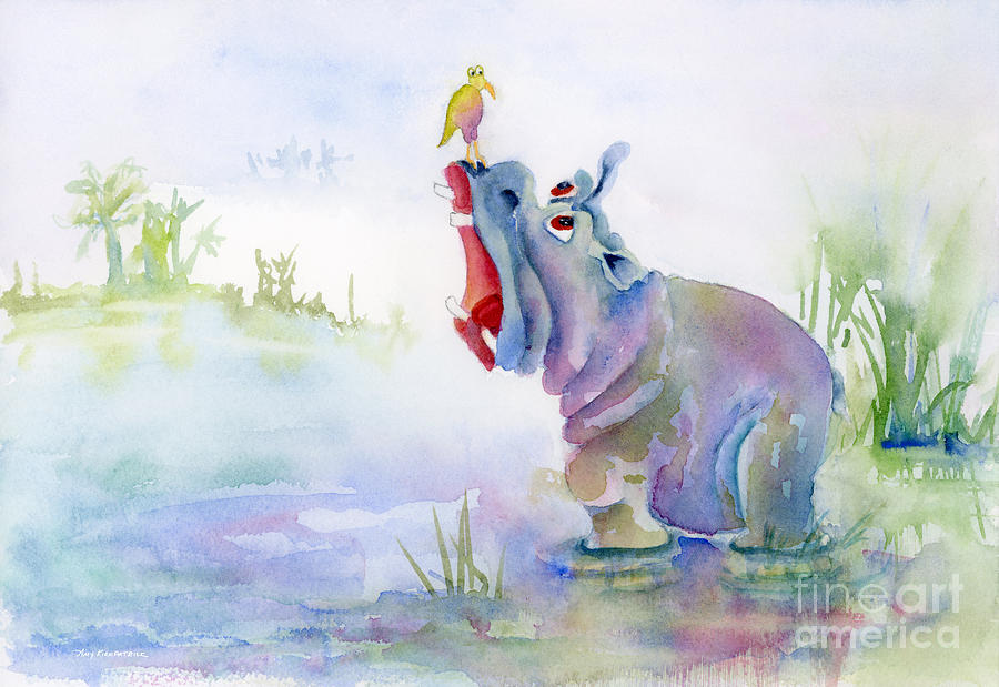 Hippopotamus Painting - Hey Whats the Big Idea by Amy Kirkpatrick