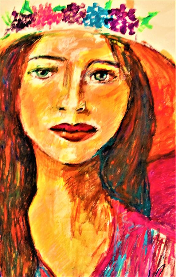 Woman In Hat Painting - Hi by B Janas Woman In Hat Painting - Hi by B Janas