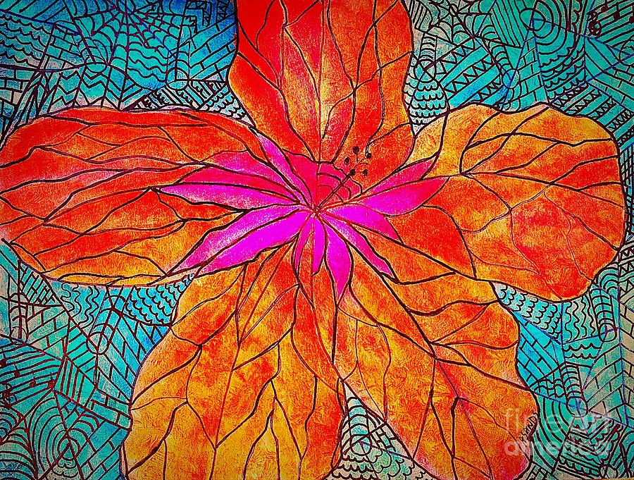 Hibiscus Abstract Painting by Anne Sands