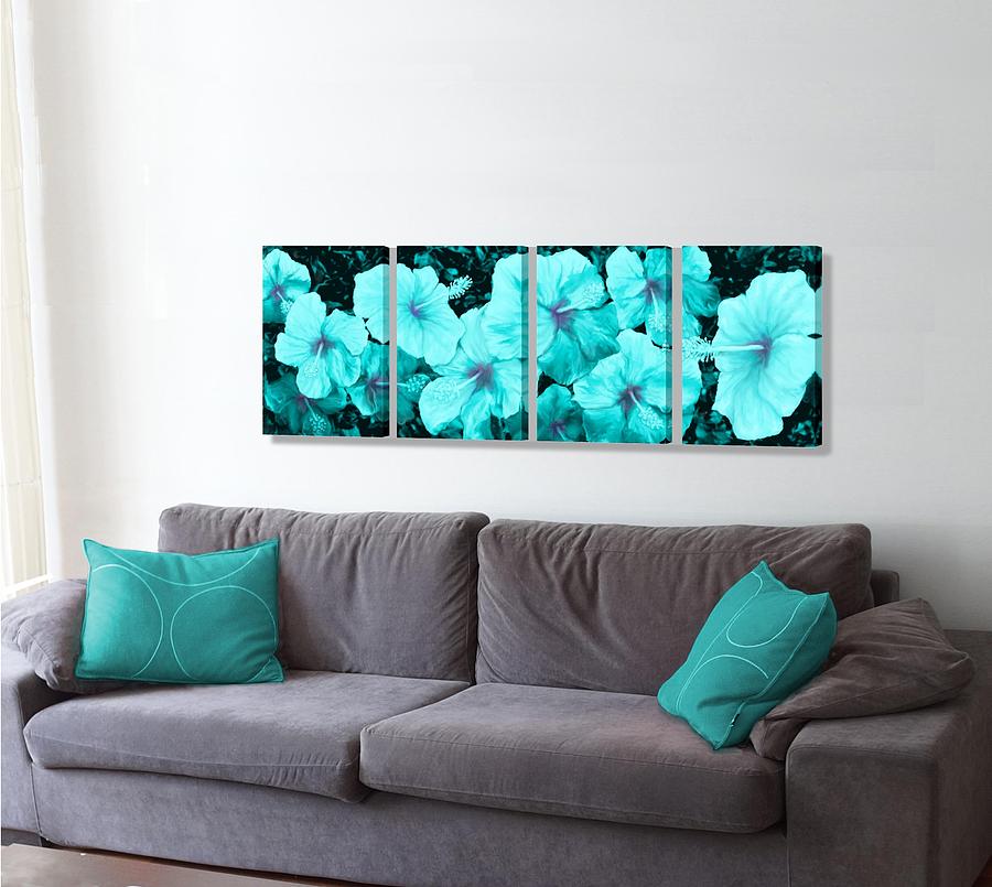 Hibiscus Blue on the wall Digital Art by Stephen Jorgensen
