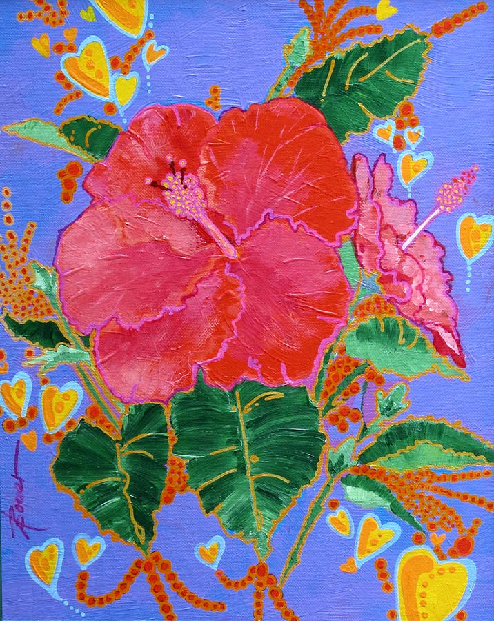Hibiscus Motif Painting by Adele Bower