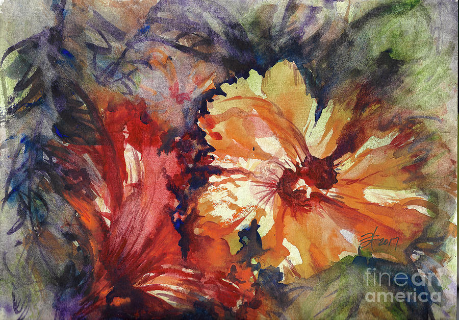 Hibiscus Pair Painting by Francelle Theriot