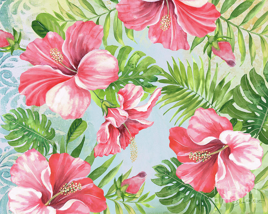 Hibiscus Paradise-JP3965 Painting by Jean Plout