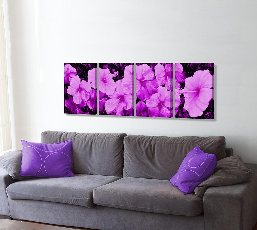 Hibiscus purple on the wall Digital Art by Stephen Jorgensen