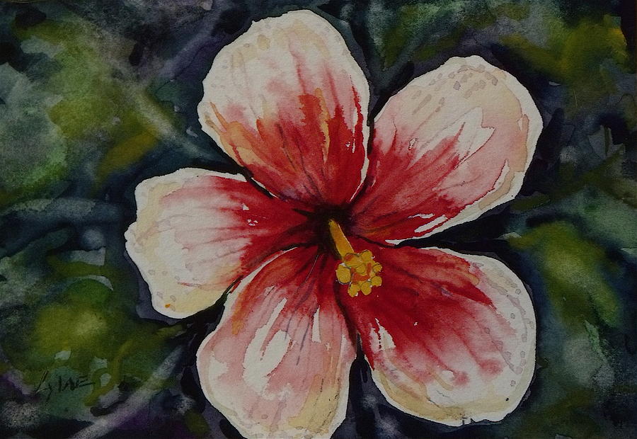 Hibiscus Red Pink Painting by Lynne Haines