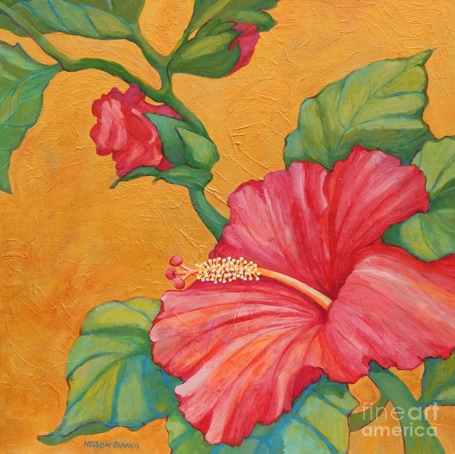 Impressionism Painting - Hibiscus Rhapsody by Sharon Nelson-Bianco