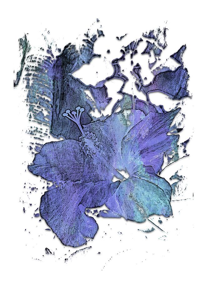 Hibiscus S D Z Berry Blues 3 Dimensional Digital Art by DiDesigns Graphics