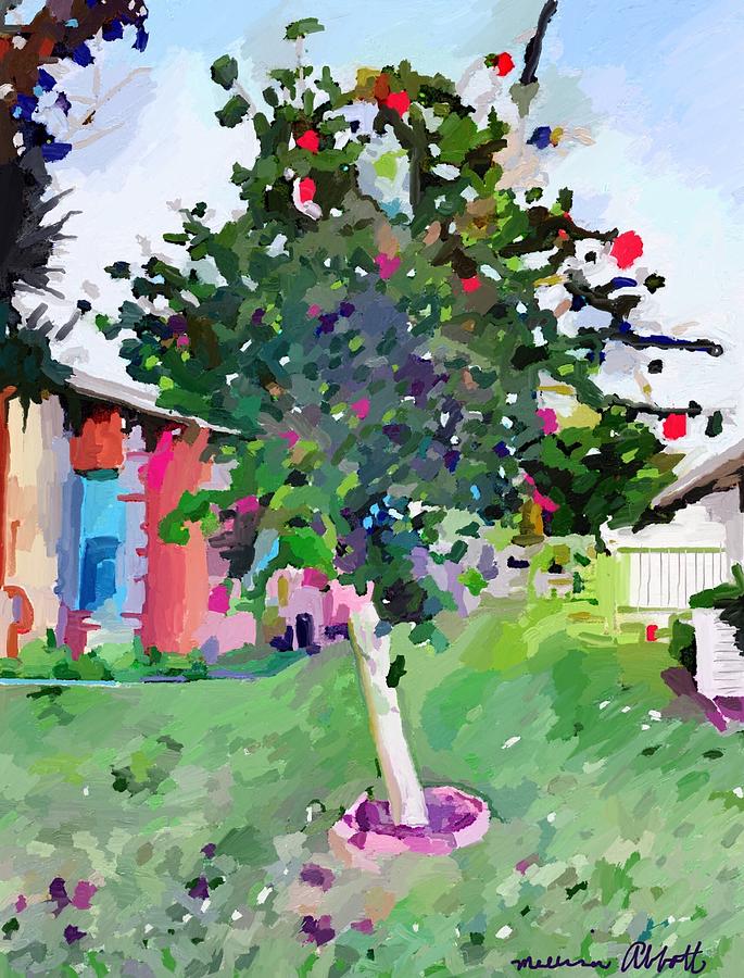 Hibiscus Tree on Porpoise Street, Merritt Island, FL. Painting by Melissa Abbott