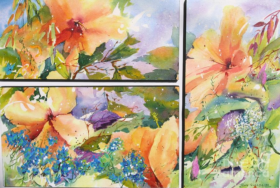 Hibiscus Triptych Painting by John Nussbaum