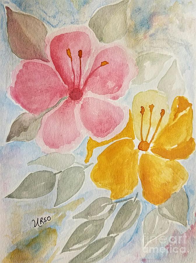 Hibiscus Watercolor Painting by Maria Urso