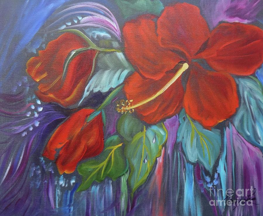 Hibiscus Whimsy Painting by Jenny Lee
