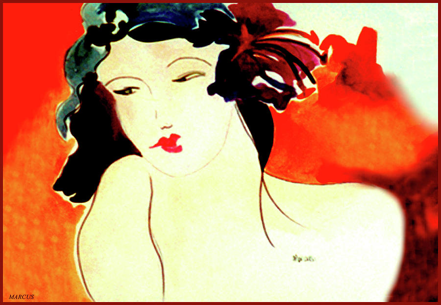 Female Painting - Hibiscus Woman by Leslie Marcus Female Painting - Hibiscus Woman by Leslie Marcus