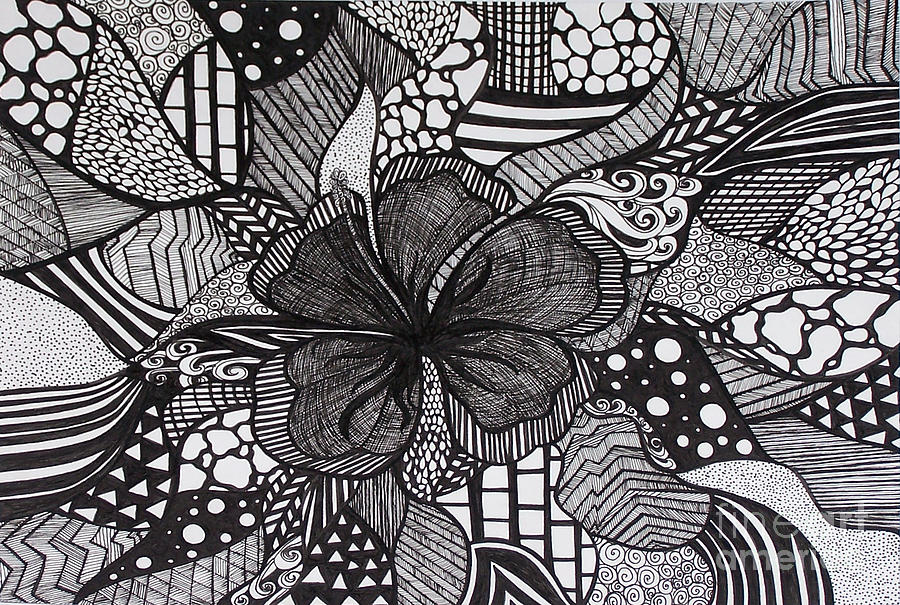 Hibiscus Tangle Drawing By Candice Milnikel-stude - Fine Art America