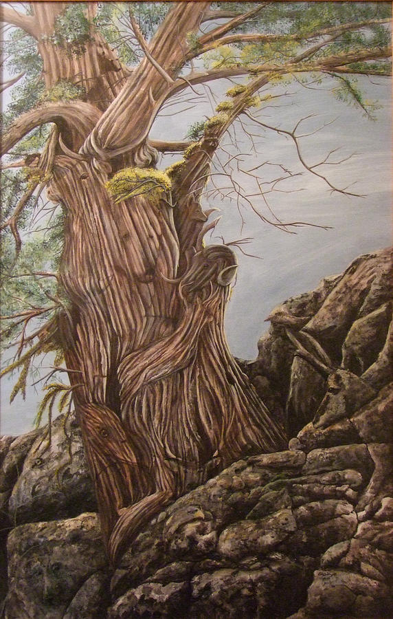 Hidden Art Juniper Painting by Cindy Wright