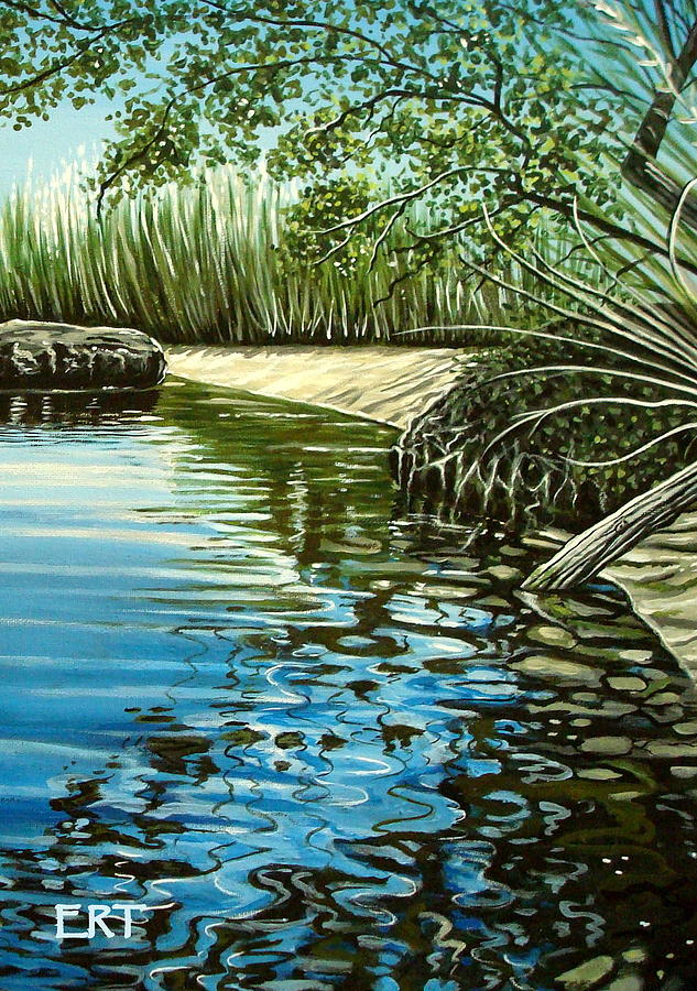 Nature Painting - Hidden Beach by Elizabeth Robinette Tyndall