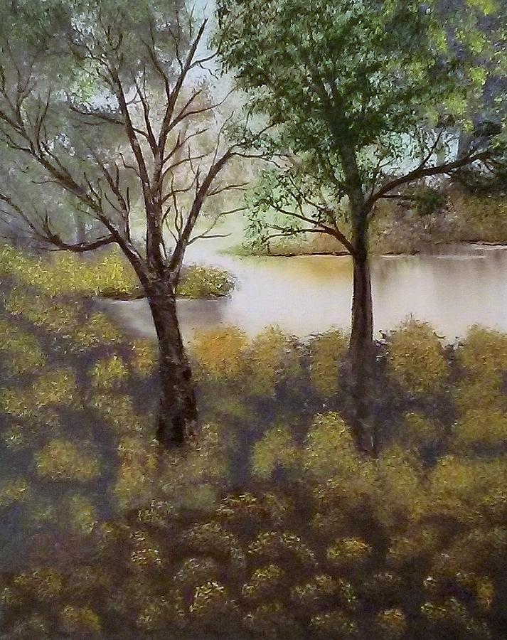 Tree Painting - Hidden Blue Ridge Pond 147 by Lee Bowman