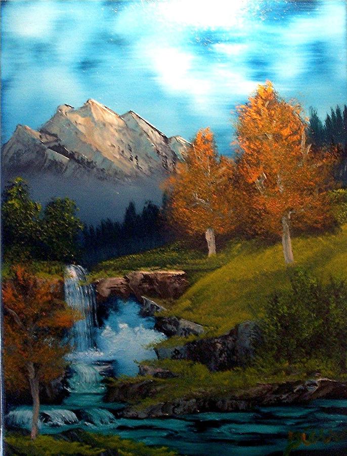 Mountain Painting - Hidden Falls by Dina Sierra