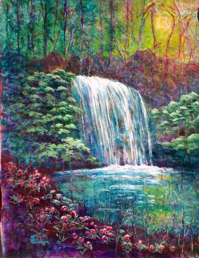Hidden Falls Painting by Sandy Hemmer