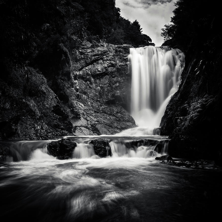 Black And White Photograph - Hidden Falls by Tim Booth