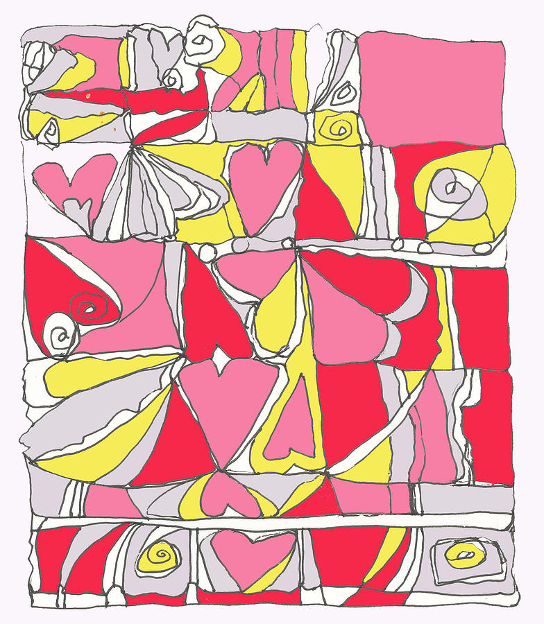 Abstract Drawing - Hidden Hearts II by L
