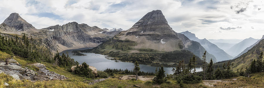 Hidden Lake and Bearhat Mountain Panorama - Late Afternoon Photograph by Belinda Greb