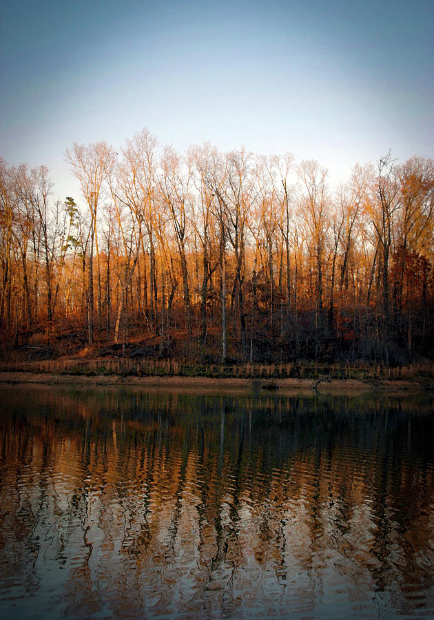 Hidden Lake in Autumn Digital Painting 7333 DP_2 Photograph by Steven Ward