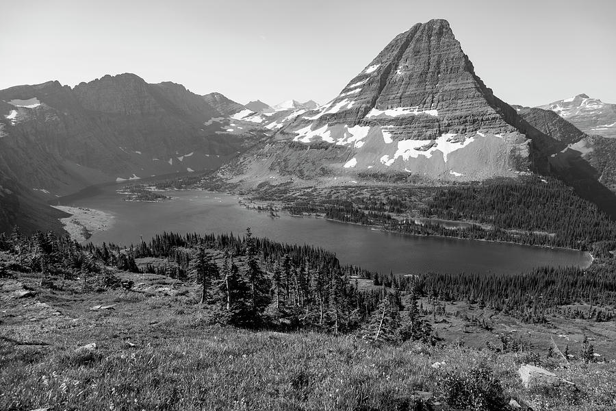 Hidden Lake in Glacier National Park Black and White  Photograph by John McGraw