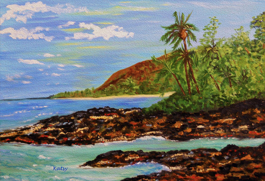 Hidden Paradise- ocean beach- impressionism Painting by Kathy Symonds ...