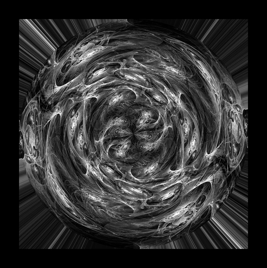 Hidden Universes Orb Black And White - Fractal Digital Art by SharaLee Art