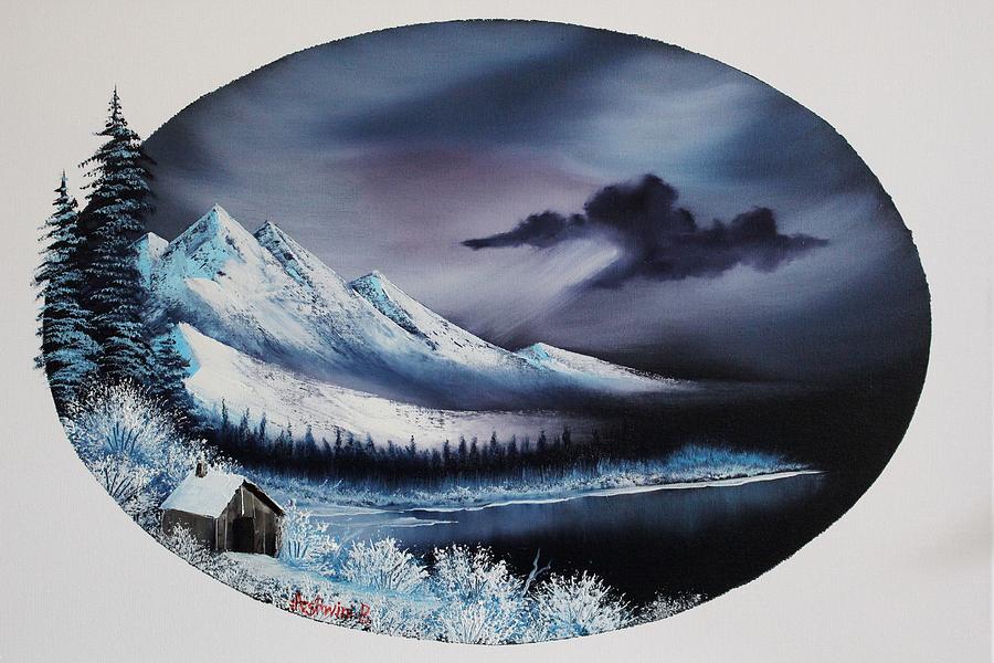 Hidden Winter Moon Painting by Ashwini Biradar - Pixels