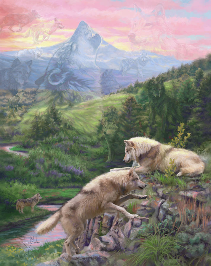 Wolf Painting - Hidden Wolves by Lucie Bilodeau
