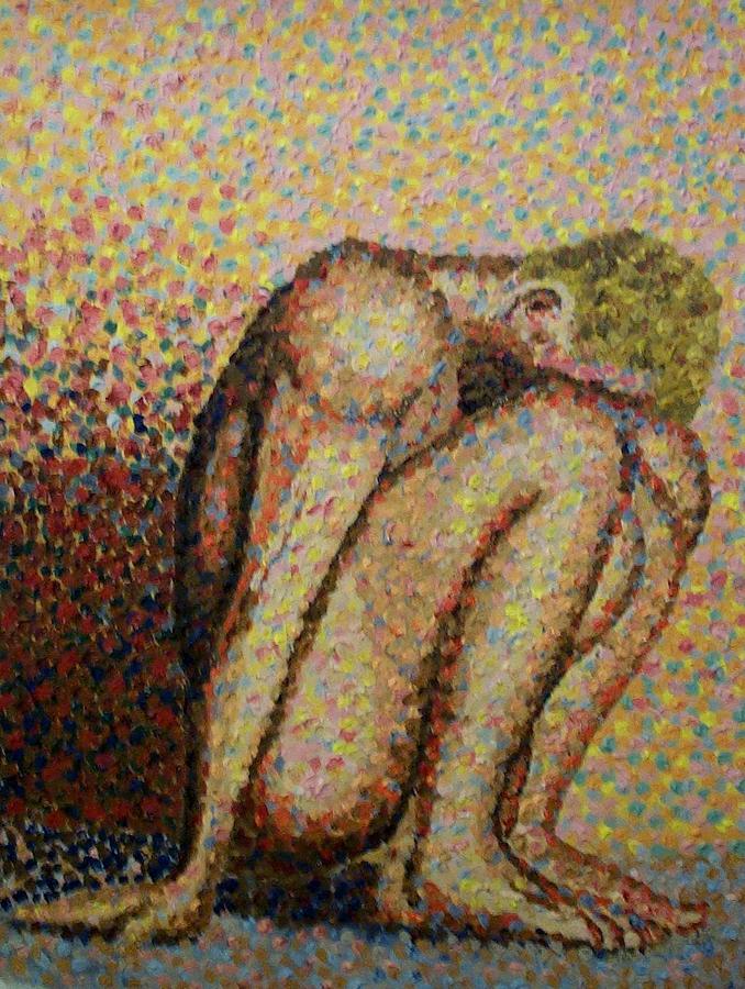 Nude Painting - Hiding by Mats Eriksson